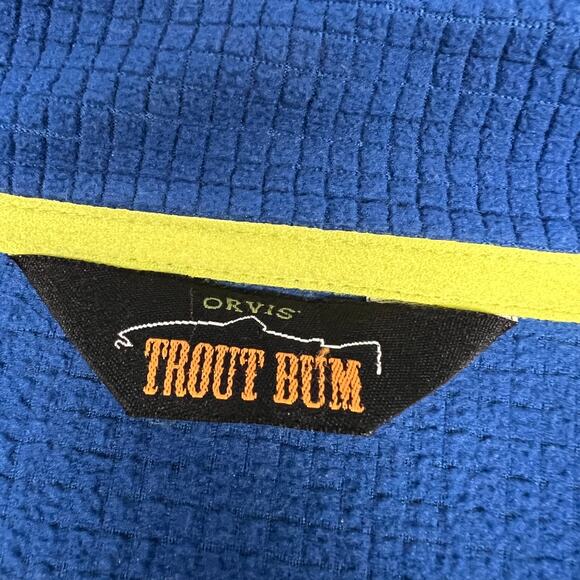 Orvis 1/4 Zip Pullover Mens XXL Blue Trout Bum Fleece Outdoor Fishing Hiking - Picture 4 of 9